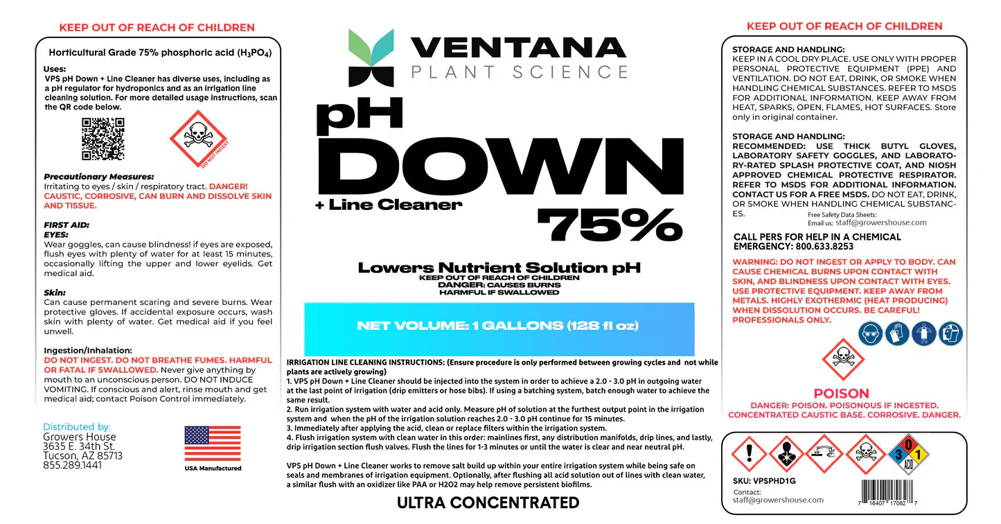 Ventana Plant Sciencce pH Down + Line Cleaner