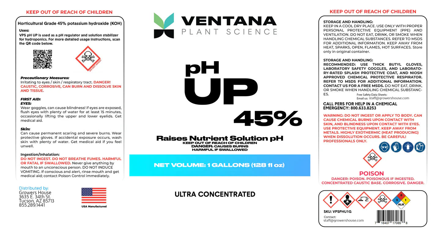 Ventana Plant Science pH UP Label
