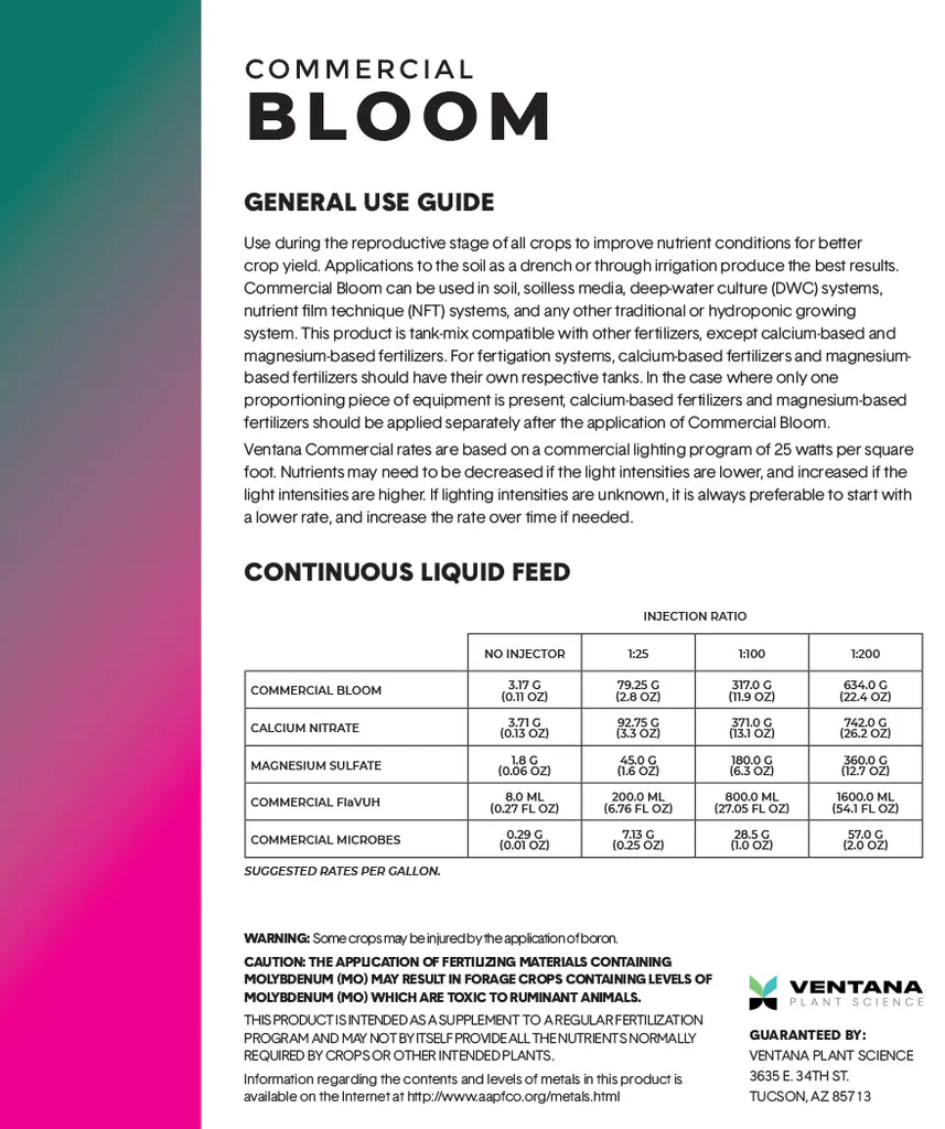 VPS Commercial Bloom Back Label