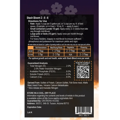 Stash Bloom Back Label with directions