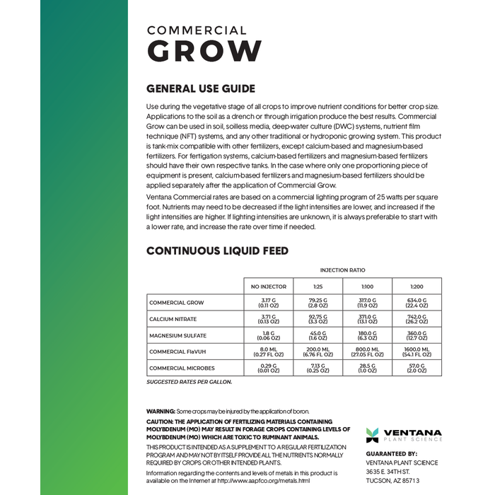 Ventana Plant Science - Commercial Grow (7-14-33)