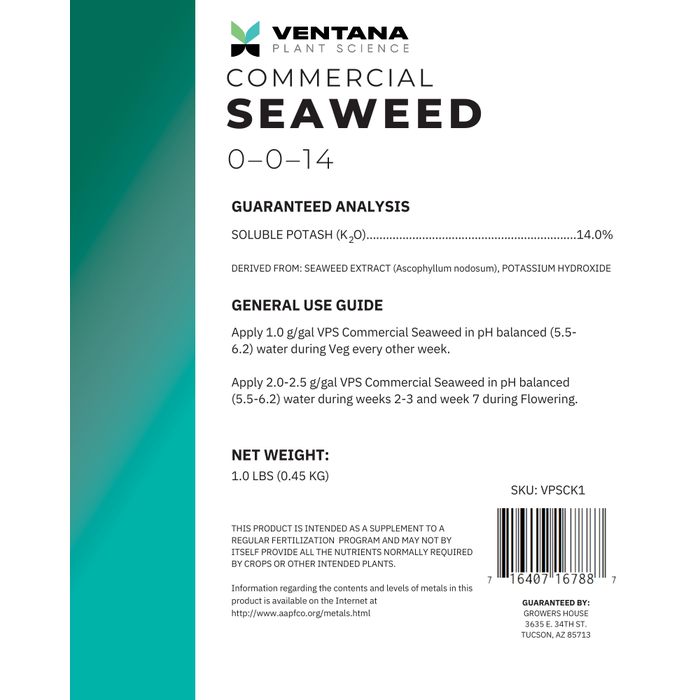 Ventana Plant Science - Commercial Seaweed - Front Label